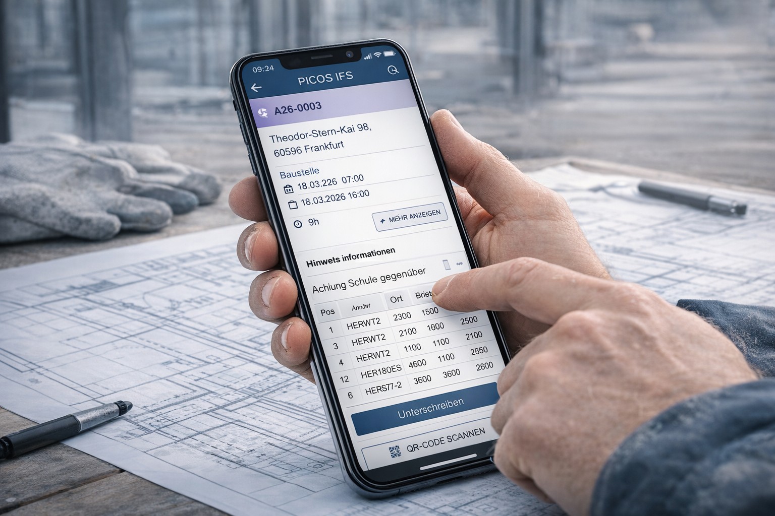 picos IFS App in Nutzung