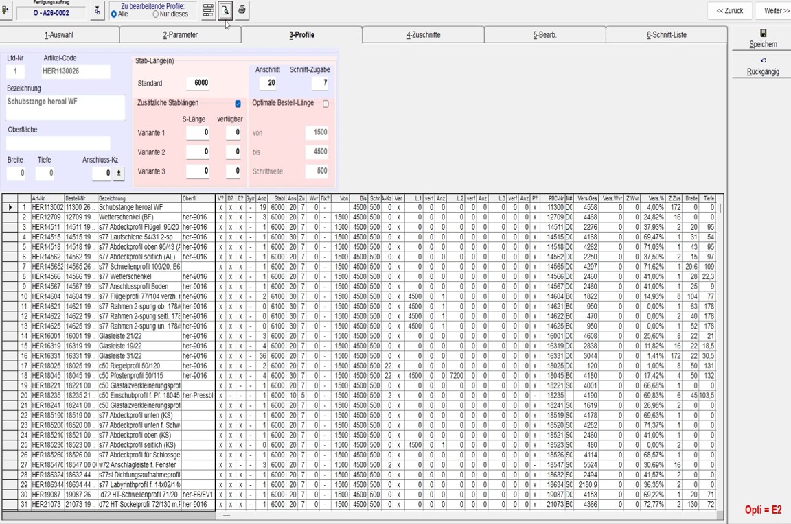 Kalkulation / Belegübersicht